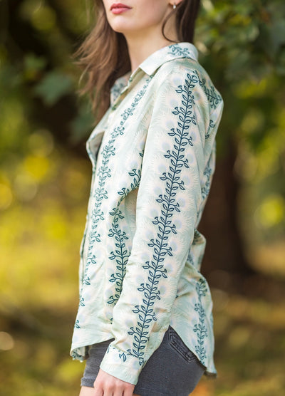 Long Sleeve Shirt in High Noon Tencel Print