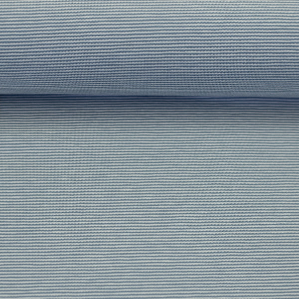 Needle Stripe Cotton Jersey - Smokey Blue / Ecru