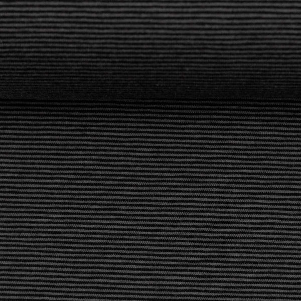 Needle Stripe Cotton Jersey - Black / Dark Grey