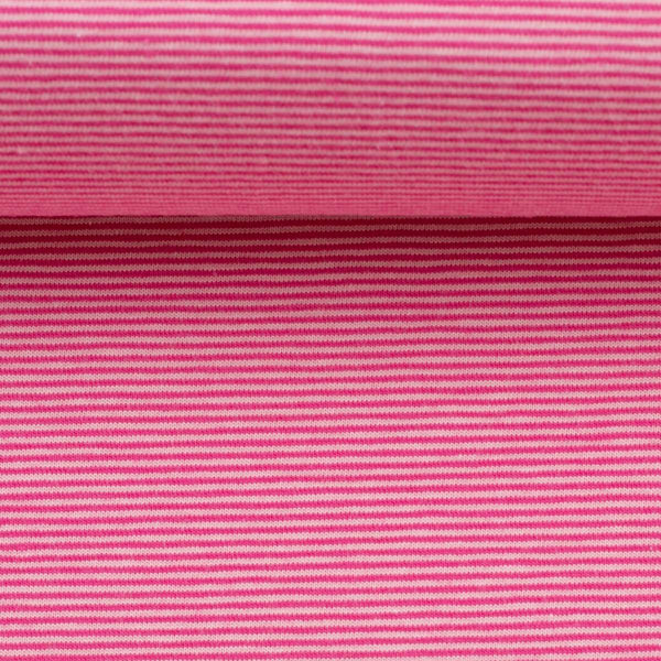 Needle Stripe Cotton Jersey - Pink / Honeysuckle