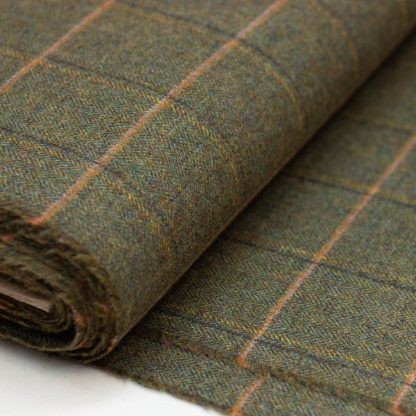 Wool - No. 74 - Green Herringbone Windowpane