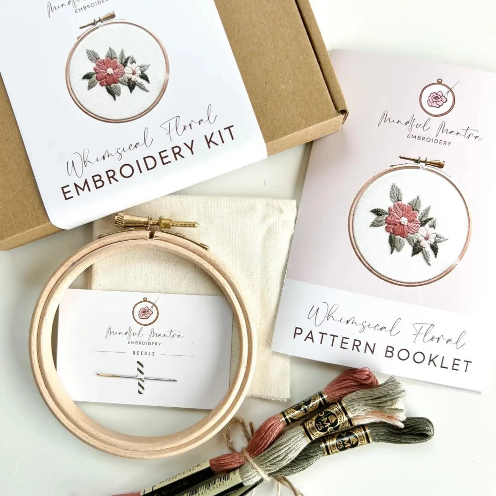 Mindful Mantra Embroidery Kit - Whimsical Florals