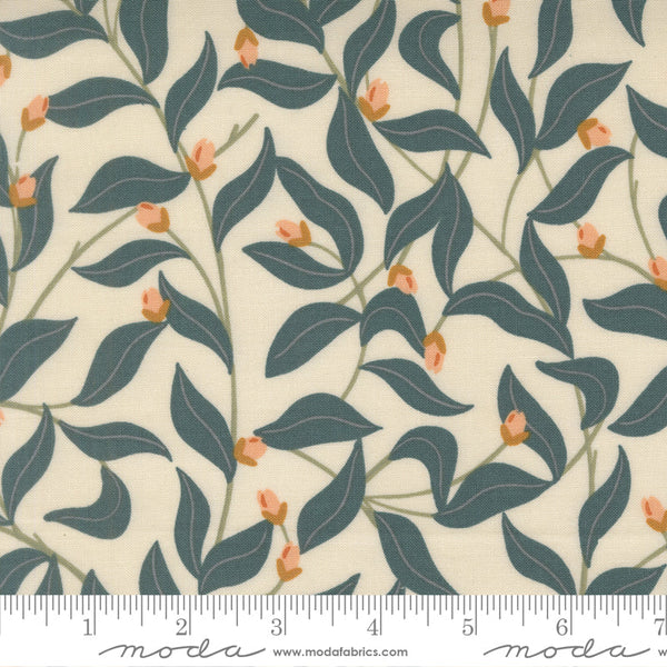 Printed Cotton Poplin - Jessica Rose - Peachy - Buds, Eggshell