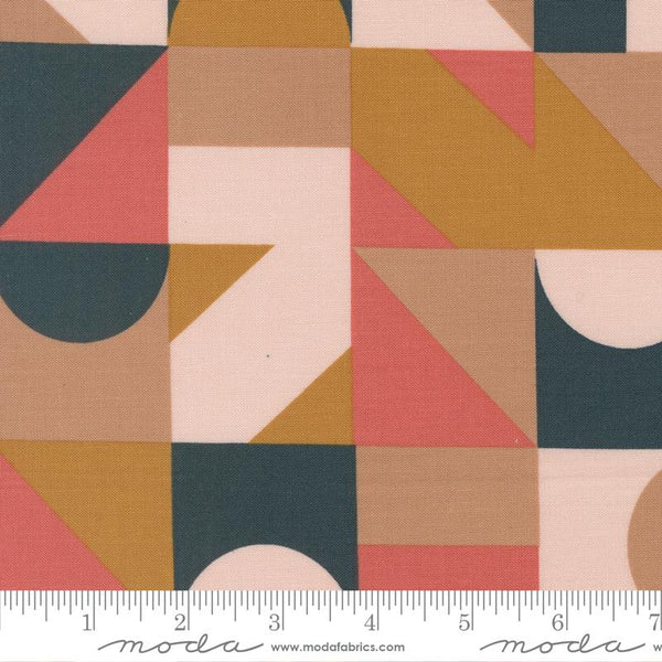 Printed Cotton Poplin - Jessica Rose - Peachy - Geo, Rose