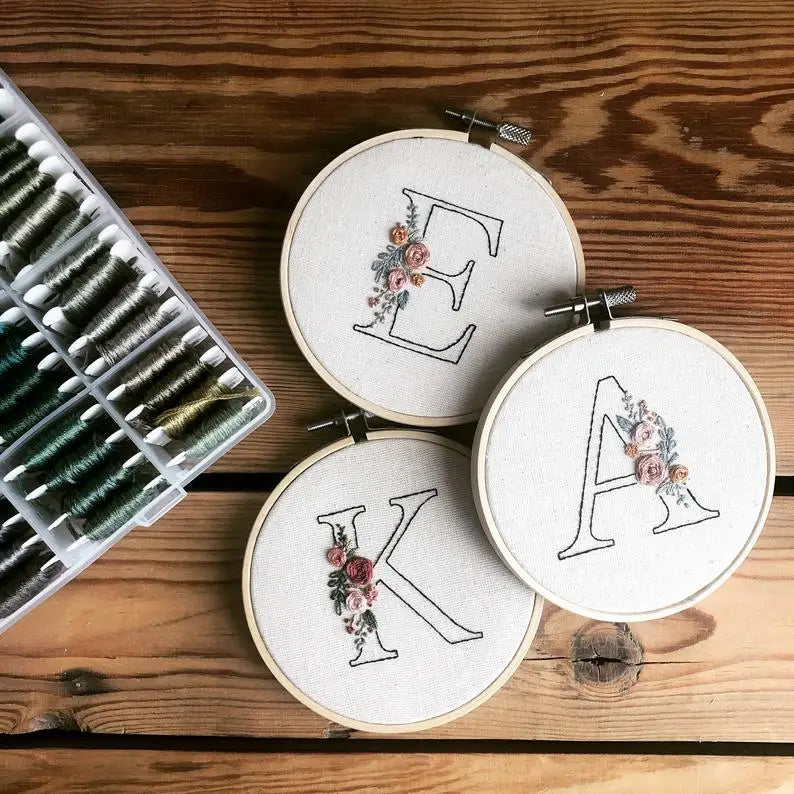 Mindful Mantra Embroidery Kit - Floral Initial