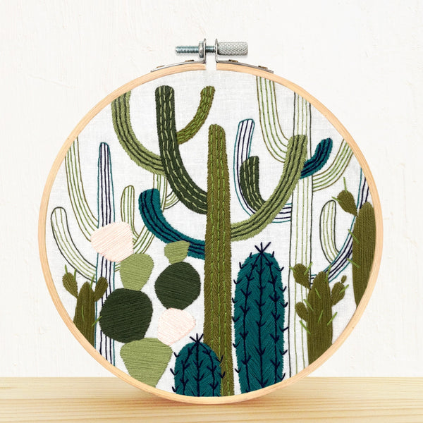 Embroidery and Sage Embroidery Kit - Cactus Garden