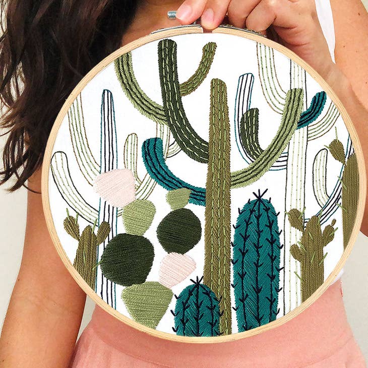Embroidery and Sage Embroidery Kit - Cactus Garden