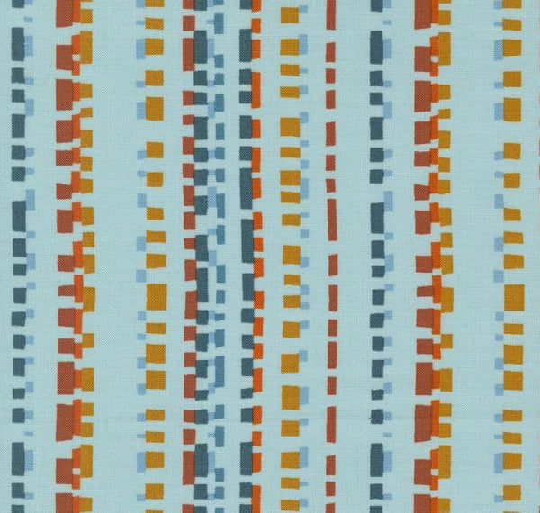 Printed Cotton Poplin - Folk and Lore - Mist Cuboid