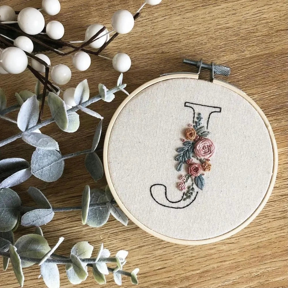 Mindful Mantra Embroidery Kit - Floral Initial