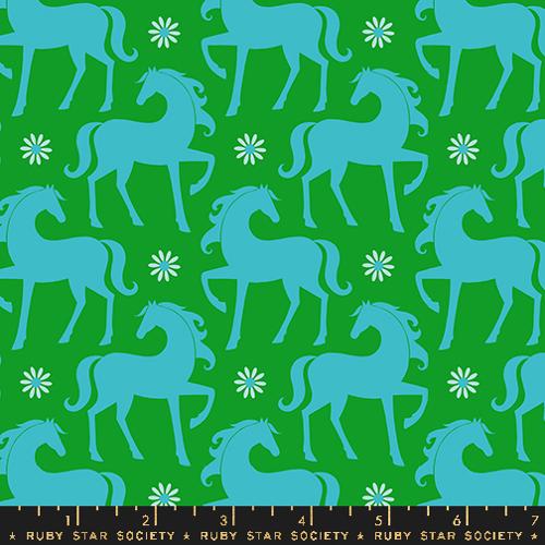 Printed Cotton Poplin - Carousel by Ruby Star - Verdant Pony