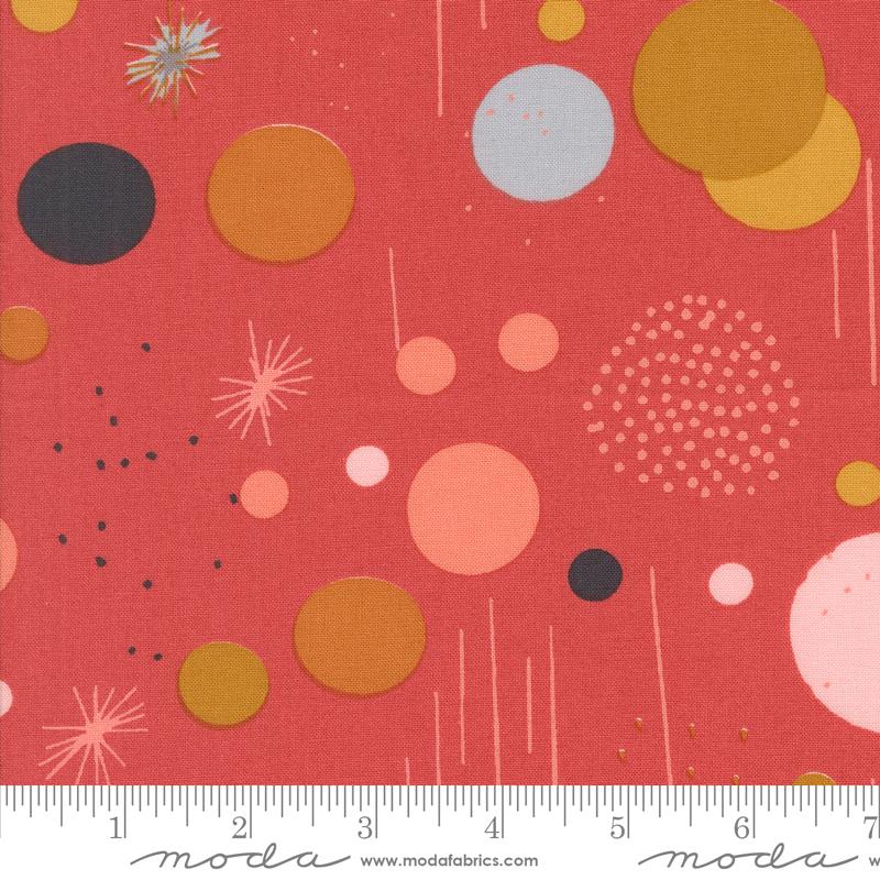 Printed Cotton Poplin - Zen Chic - Simply Cozy - Playful Modern Dots - Persimmon