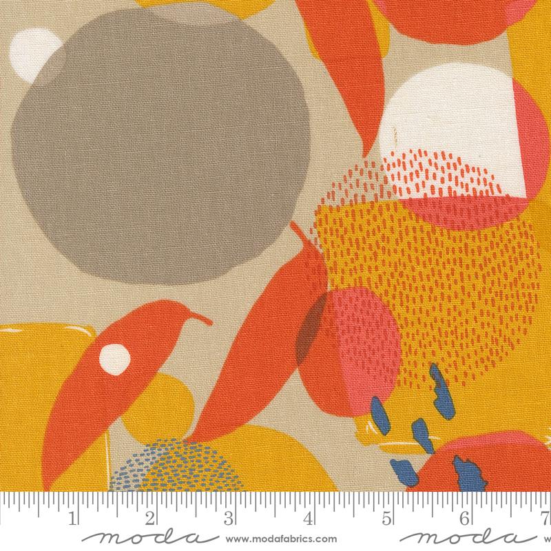 Printed Cotton Poplin - Zen Chic - Urban Whisper - Mingle Geometrics Dots Brushstrokes Abstract - Stone