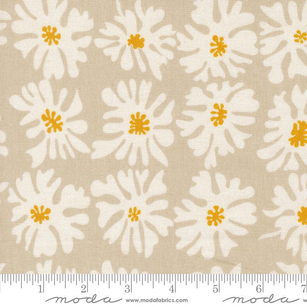 Printed Cotton Linen Mix - Zen Chic -  Urban Whisper - Bloom Florals - Stone