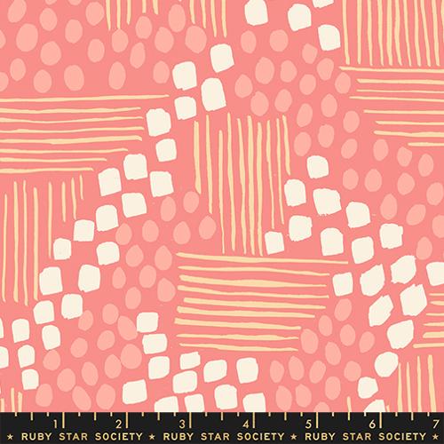 Printed Cotton Poplin - Ruby Star - Reimagined Landscapes - Aerial, Watermelon