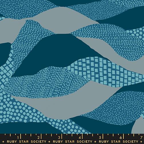 Printed Cotton Poplin - Ruby Star - Reimagined Landscapes - Hills, Teal