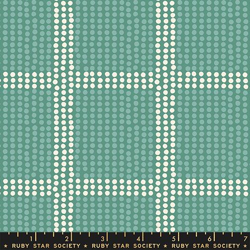 Printed Cotton Poplin - Ruby Star - Reimagined Landscapes - Grid, Watercress