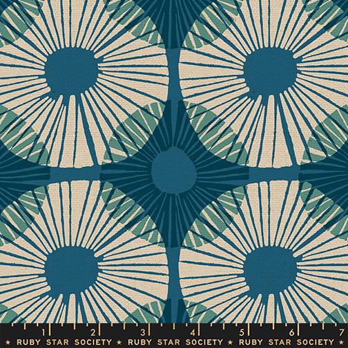 Printed Lightweight Canvas - Ruby Star - Reimagined Landscapes - Blocks, Teal