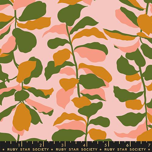 Printed Cotton Poplin - Ruby Star - Calathea - Creeper, Sweet Pink
