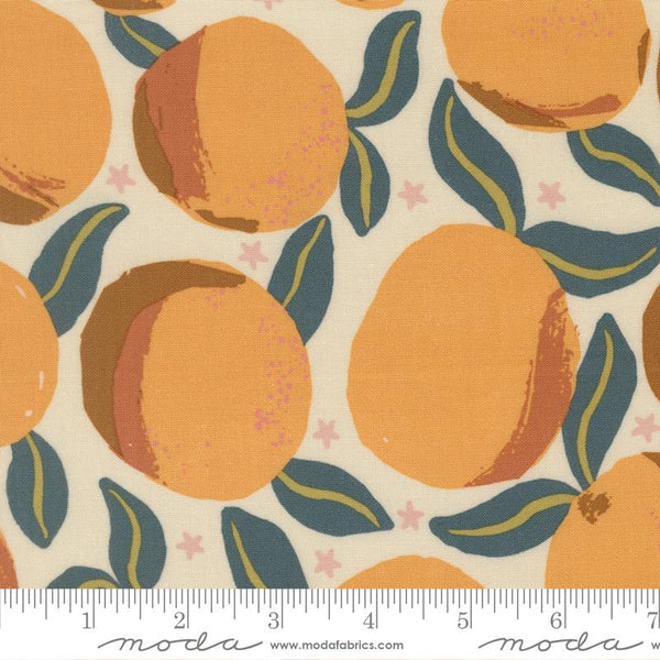 Printed Cotton Poplin - Jessica Rose - Peachy - Peach, Eggshell