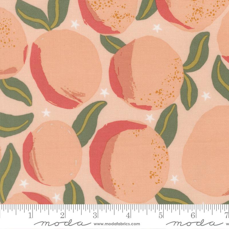 Printed Cotton Poplin - Jessica Rose - Peachy - Peach, Whipped Cream