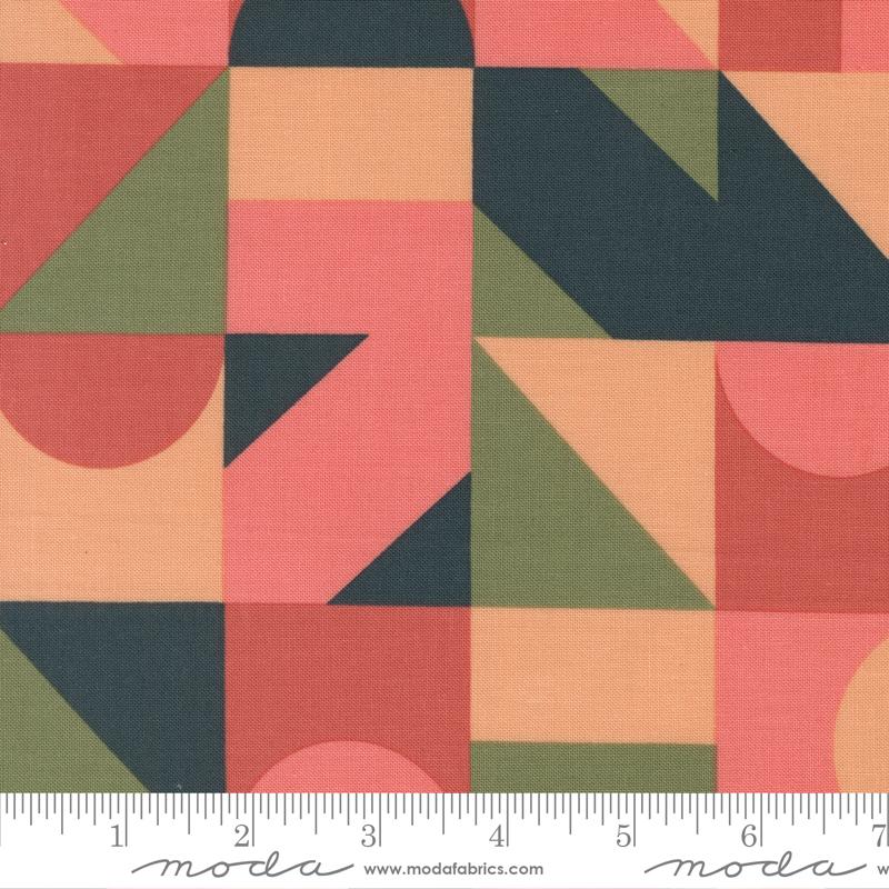 Printed Cotton Poplin - Jessica Rose - Peachy - Geo, Midnight