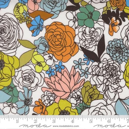 Printed Cotton Poplin - Alli K Design - True to Hue - Floral - Love Dove