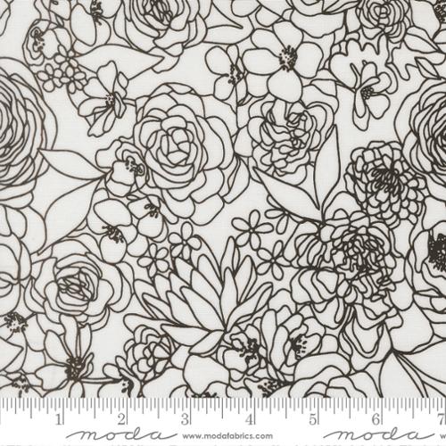 Printed Cotton Poplin - Alli K Design - True to Hue - Floral - Love Dove Night