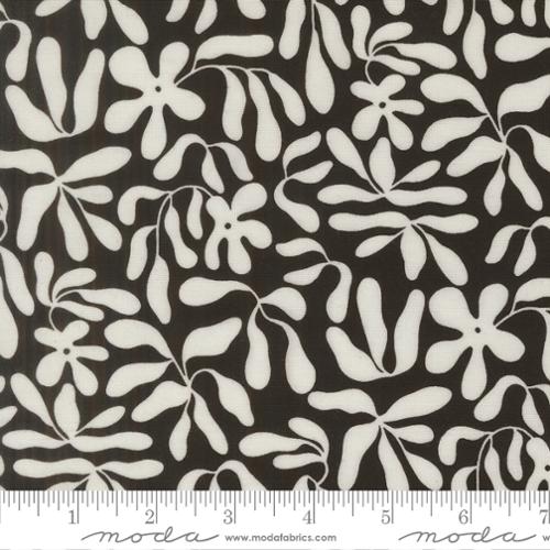 Printed Cotton Poplin - Alli K Design - True to Hue - Retro Floral - Black as Night