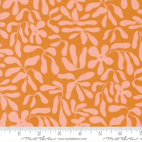 Printed Cotton Poplin - Alli K Design - True to Hue - Retro Floral - Marmalade