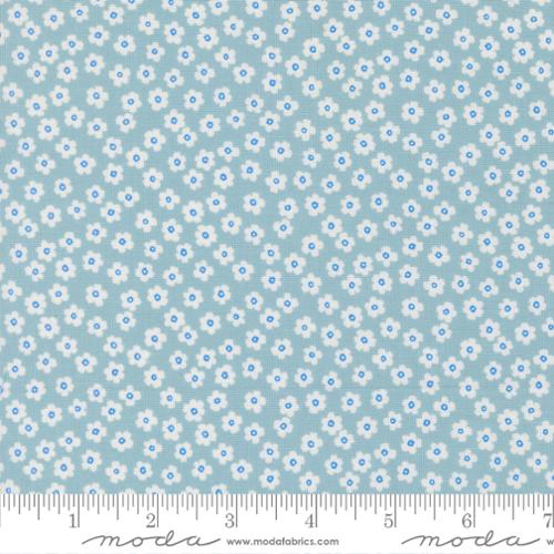 Printed Cotton Poplin - Alli K Design - True to Hue - Ditsy Flower - Dusty Sky