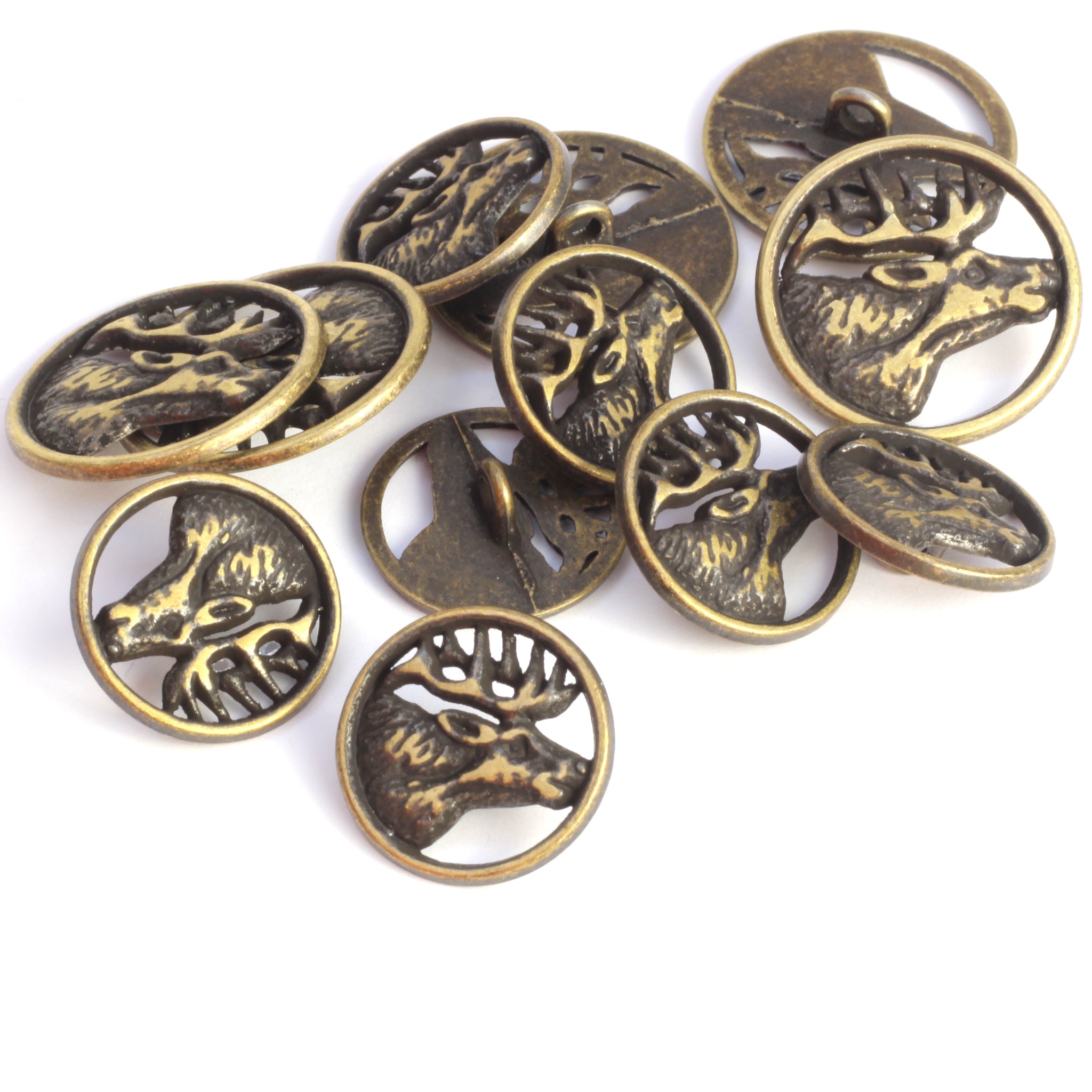 Metal Button - Stag - Antique Brass