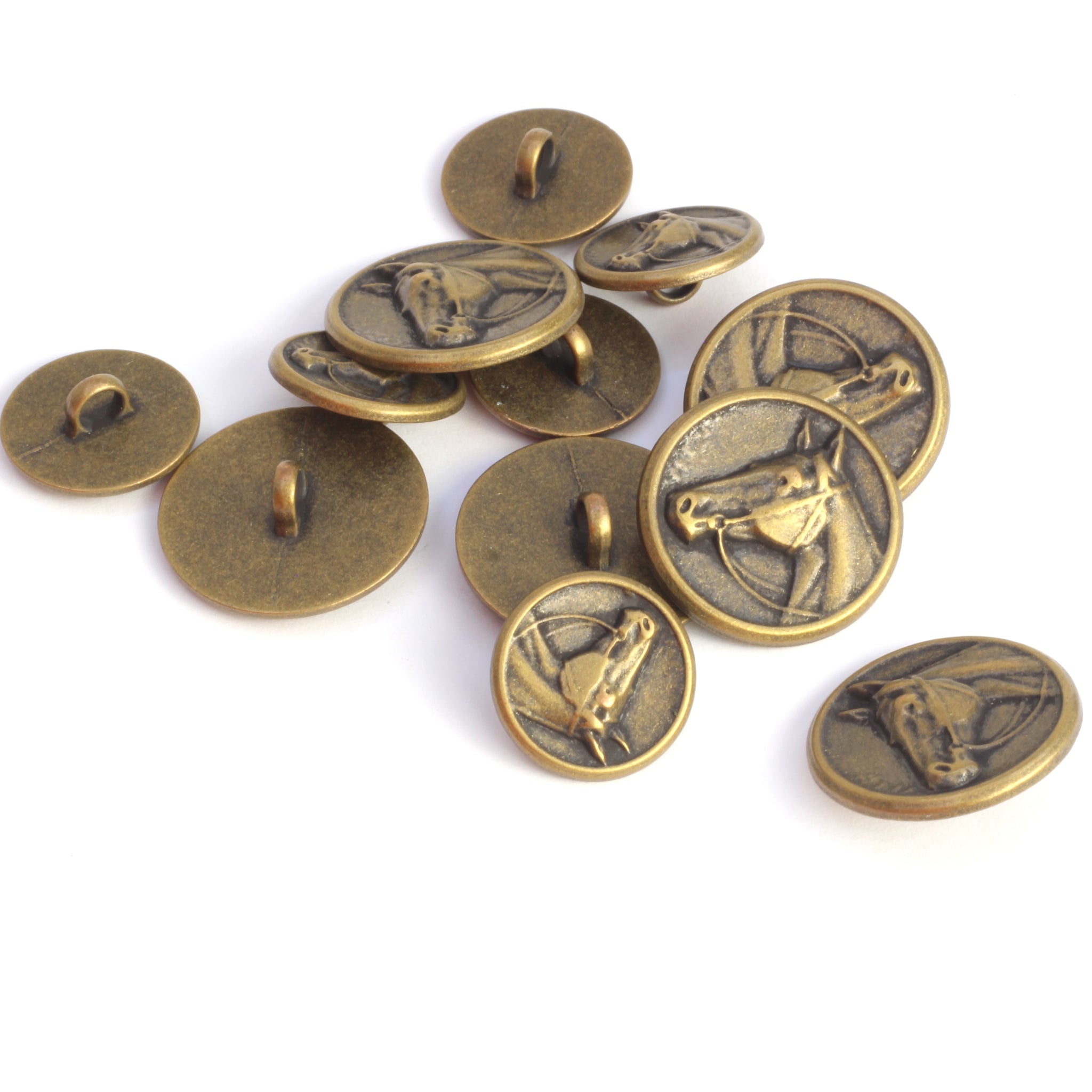 Metal Button - Horse - Antique Brass