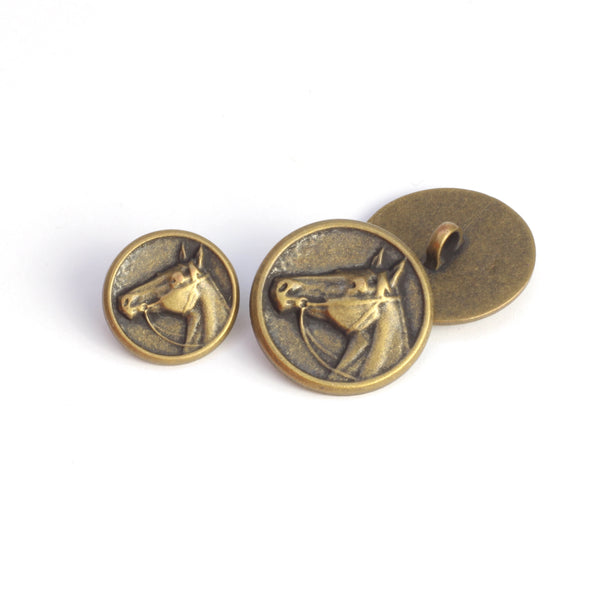 Metal Button - Horse - Antique Brass