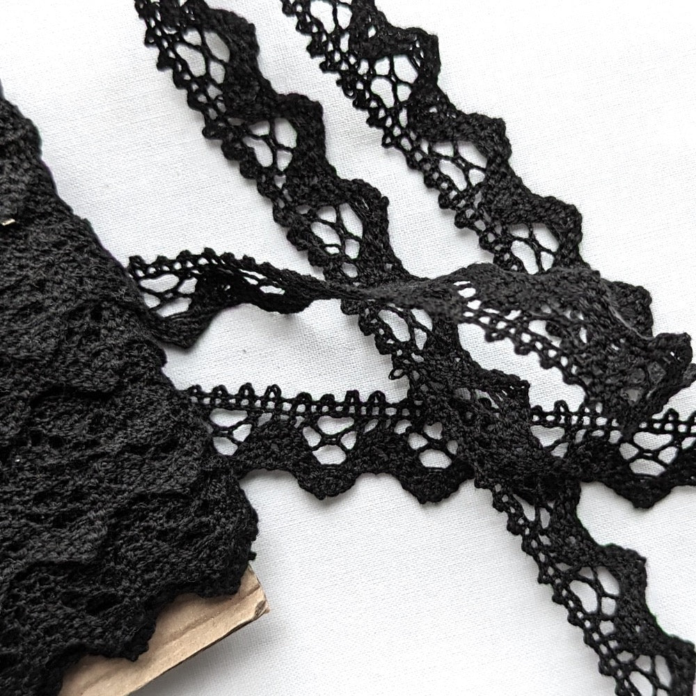 Spiked Edge Lace Trim - 18mm Black