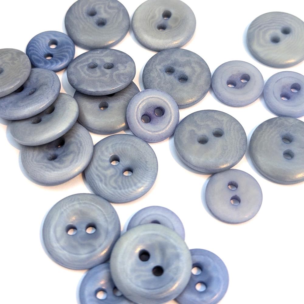 Corozo Button - Two Hole - Blue