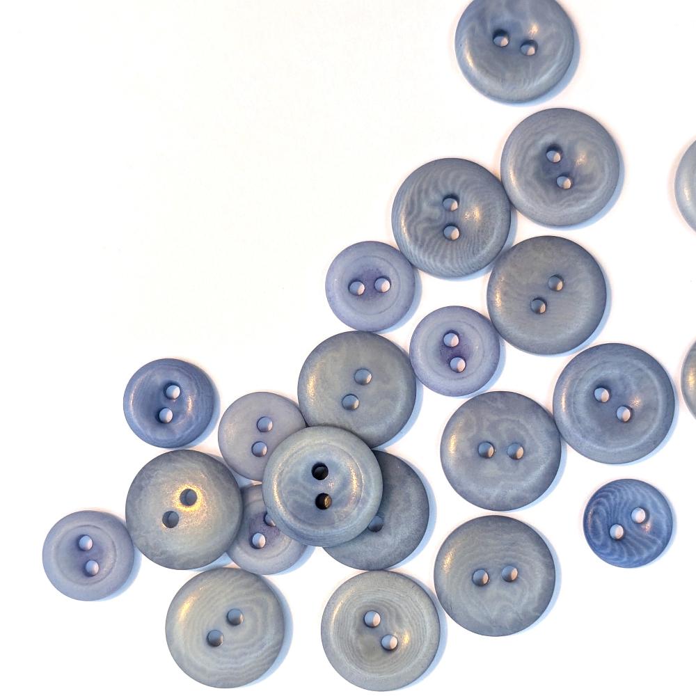 Corozo Button - Two Hole - Blue