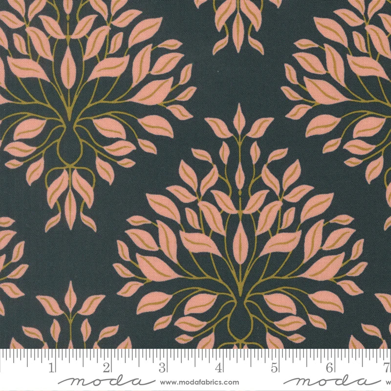 Printed Cotton Poplin - Jessica Rose - Peachy - Flora, Midnight