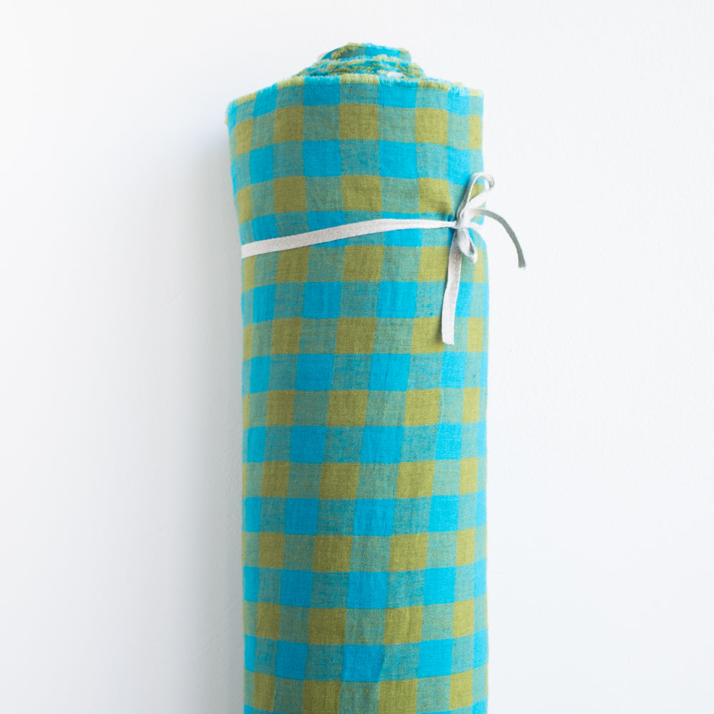 European Linen Gingham - Peacock