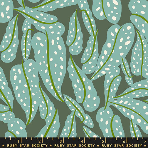 Printed Cotton Poplin - Ruby Star - Calathea - Leaf, Seaweed