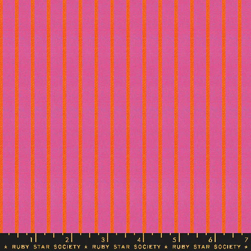 Warp and Weft Wovens - Ruby Star - Apron Stripe - Bright Pink