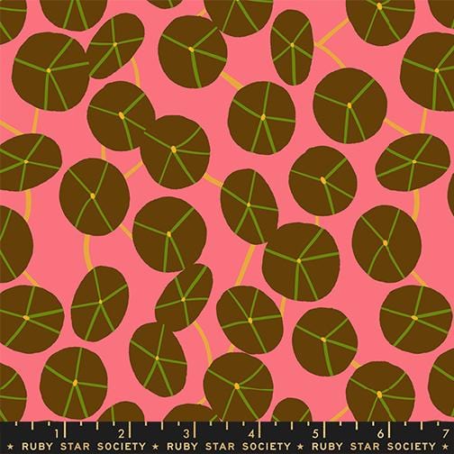 Printed Cotton Poplin - Ruby Star - Calathea - Pads, Strawberry