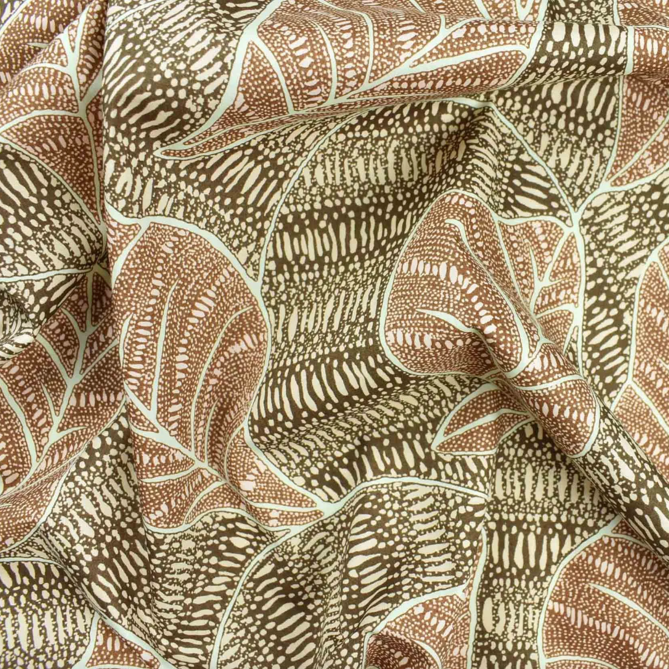 Luxury Printed Cotton Lawn - Anima - Brown