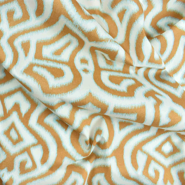 Luxury Printed Cotton Lawn - Longleat - Mustard & Aqua