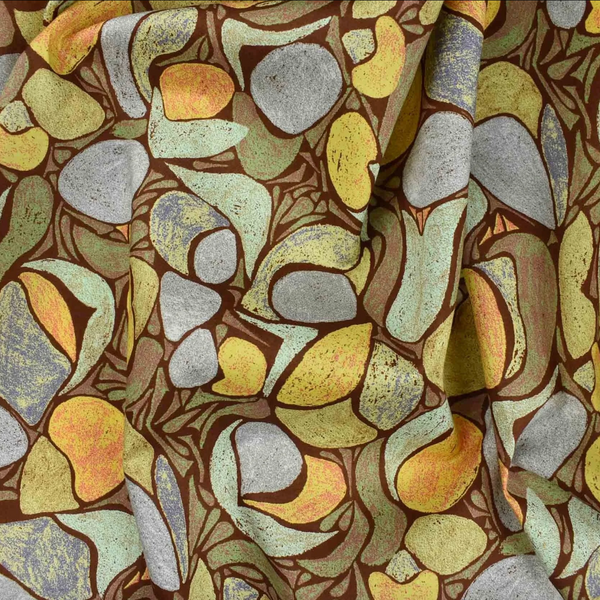 Luxury Printed Cotton Lawn - Aldingham - Brown