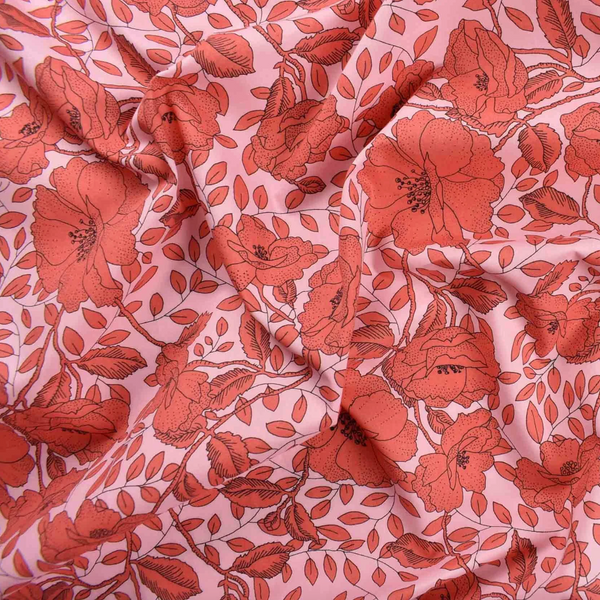 Luxury Printed Cotton Lawn - Grassington - Coral