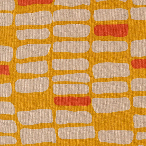Printed Cotton Poplin - Zen Chic - Urban Whisper - Brick Geometrics Brushstrokes - Sunset