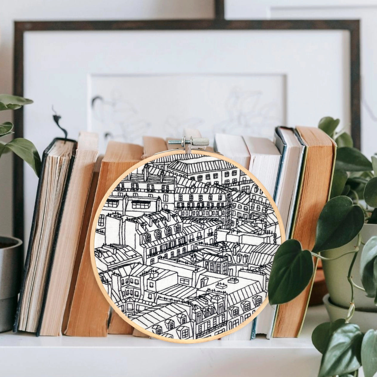 Embroidery and Sage Embroidery Kit - Rooftops of Paris