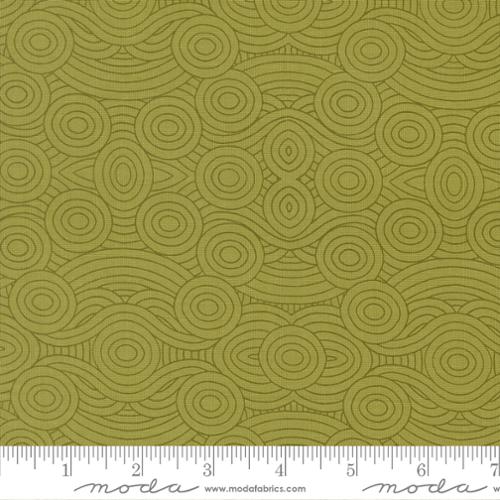 Printed Cotton Poplin - Gingiber - The Henhouse - Cloud Swirls - Grass