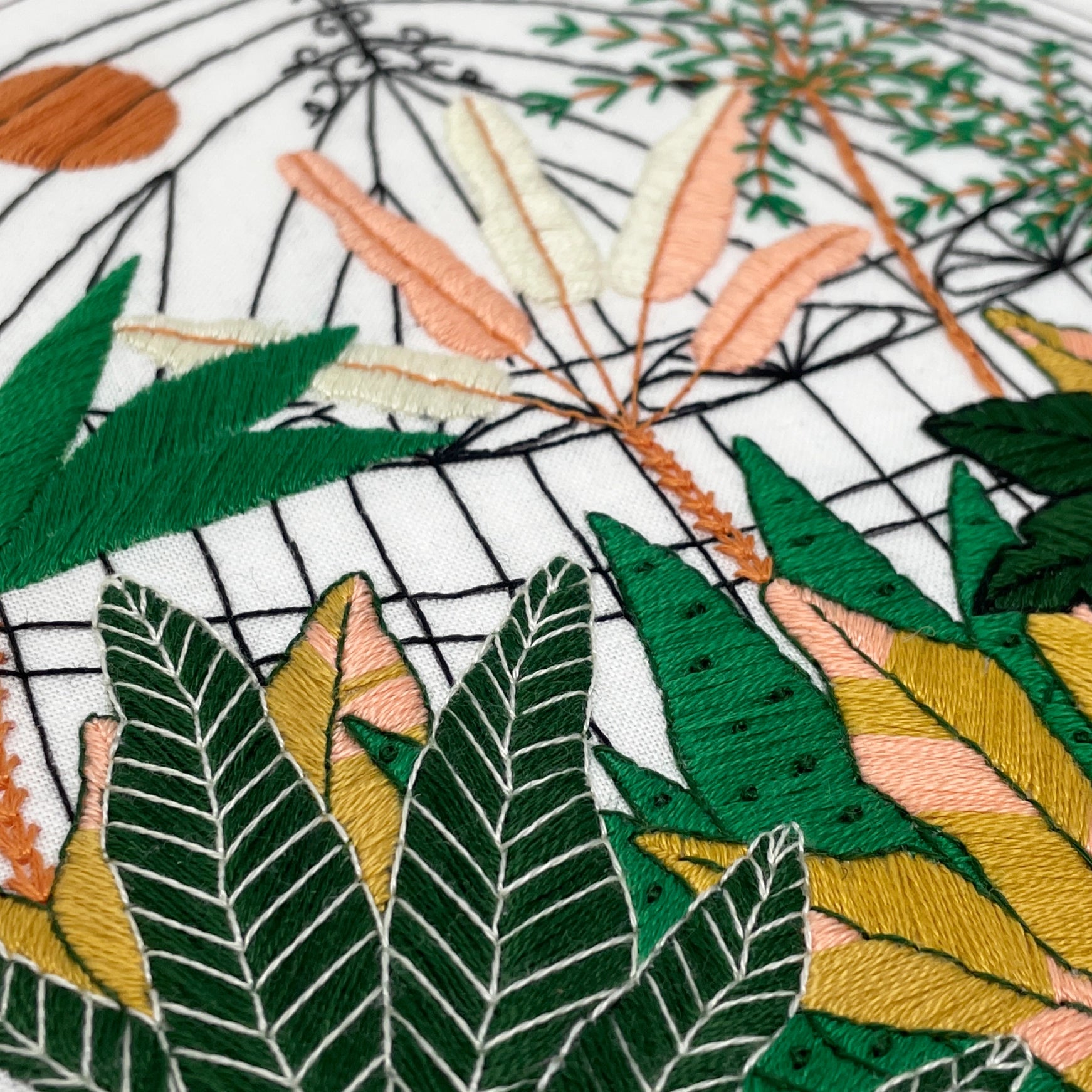 Embroidery and Sage Embroidery Kit - Botanical Greenhouse Garden