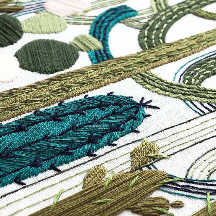 Embroidery and Sage Embroidery Kit - Cactus Garden